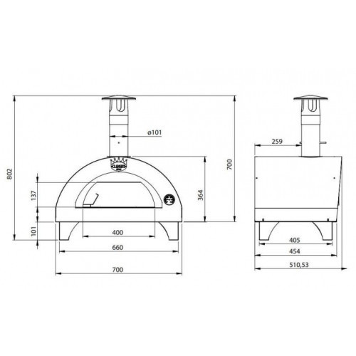 Clementi - Clementino Forno a Legna, 60x40, Inox