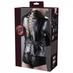 Fetish Collection Imit Leather Straitjacket - Camicia di Forza ,Cinturino, Regolabile, Nera, Taglia L-XL