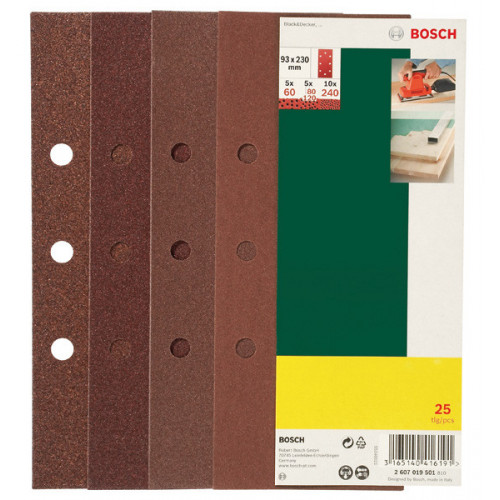 Bosch - 25 Fogli Abrasivi Orbitale P240 93x230...