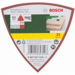 Bosch - Fogli Abrasivi a delta, 25 Pezzi P240 93 mm