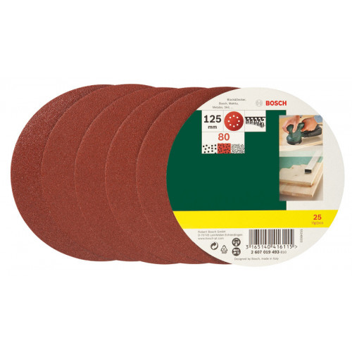 Bosch 25 Fogli Abrasivi Rotoorbitale P80 Ø 125 mm