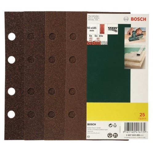 Bosch 2607019495 - Set di Fogli Abrasivi, 93 x...