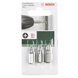 Bosch Set da tre bit 25mm, standard LS 0.6x4.5 LS 0.8x5.5 LS 1.2x6.5 3pz nella confezione