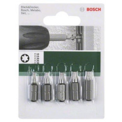 Bosch Set da 5 bit 25mm, standard (5) T10 (× 1) T15 (× 1) T20 (×1) T25 (×1) T30 (× 1) 5pz nella con