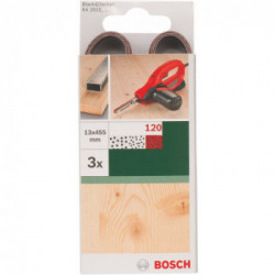Bosch 3 Nastri abrasivi per levigatrice a nastro RedWood 13x451 mm, G120, con fissaggio a staffa, non forati, 3pz nella