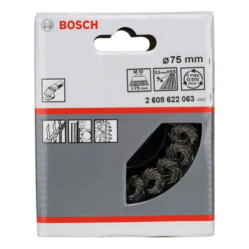 Bosch spazzola a tazza 75mm, filo 0,5mm per...