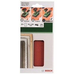 Bosch Set di fogli abrasivi per levigatrici orbitali, 10 pz. 93 x 185, 180