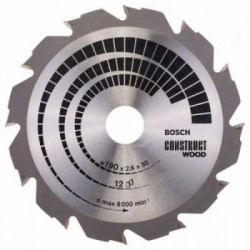 Bosch Lama per sega circolare Construct Wood 190 x 30 x 2,6 mm, 12