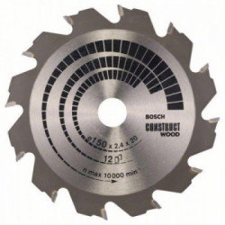 Bosch Lama per sega circolare Construct Wood 150 x 20/16 x 2,4 mm, 12