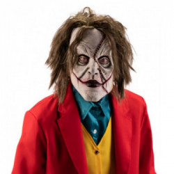 Maschera clown pazzo in lattice con capelli c/cavallotto