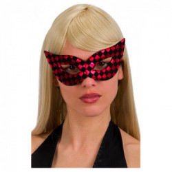 Maschera rossa in tessuto a scacchi in busta c/cav.