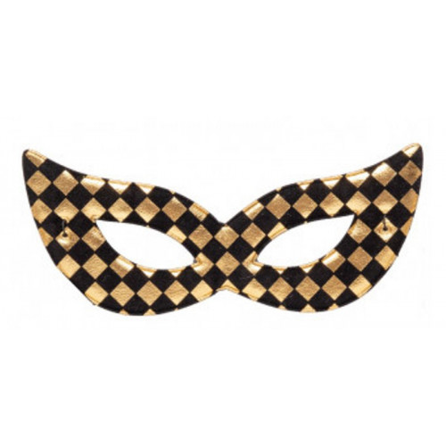 Maschera oro in tessuto a scacchi in busta c/cav.