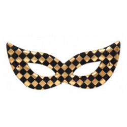Maschera oro in tessuto a scacchi in busta c/cav.