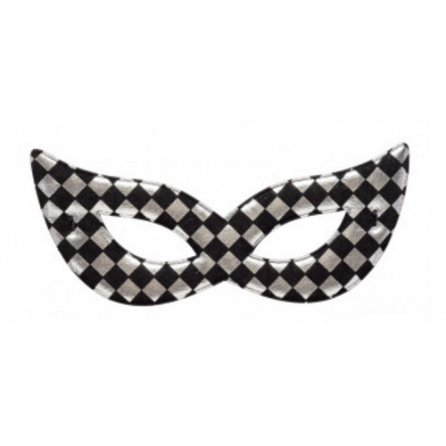 Maschera argento in tessuto a scacchi in busta...