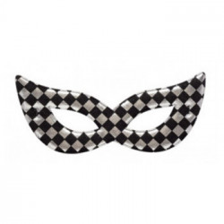 Maschera argento in tessuto a scacchi in busta c/cav.