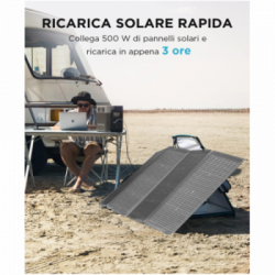 EcoFlow DELTA 2 Generatore Alimentatore mobile, Batteria L, capacità 1240Wh, uscita 1800W, 13 porte, ricarica 1,3 ore