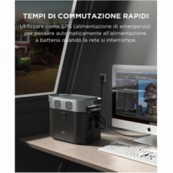 EcoFlow DELTA 2 Generatore Alimentatore mobile, Batteria L, capacità 1240Wh, uscita 1800W, 13 porte, ricarica 1,3 ore