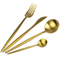 Villa D'Este Home Tivoli 'Preciosa', Set Posate 24 Pezzi, Oro Opaco