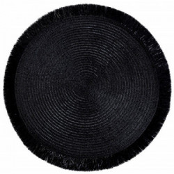 Villa D'Este Home Tivoli, Set 6 Tovagliette Nere con Frange