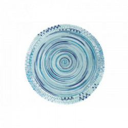 Villa D'Este Home Tivoli 'Shades of Ocean', Set 6 Tovagliette Tonde con Frange Assortite