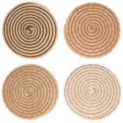 Villa D'Este Home Tivoli 'Spiral Chocolate', Set 4 Tovagliette Tonde Assortite
