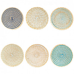 Villa D'Este Home Tivoli 'Spiral Ocean', Set 6 Tovagliette Tonde Assortite