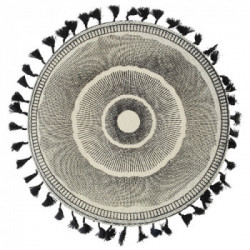 Villa D'Este Home Tivoli 'Black', Set 6 Tovagliette in Juta con Frange