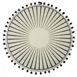 Villa D'Este Home Tivoli 'Black', Set 6 Tovagliette in Juta con Pon Pon Neri