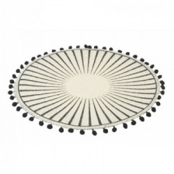 Villa D'Este Home Tivoli 'Black', Set 6 Tovagliette in Juta con Pon Pon Neri