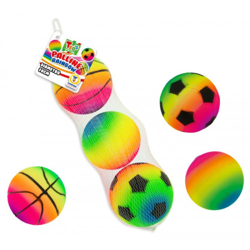 PALLINE PVC RAINBOW 3PZ IN RETE DIAM 10CM