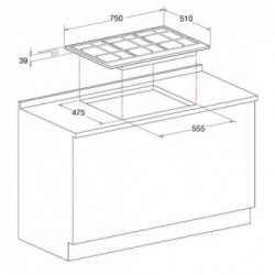 Hotpoint Ariston PCN751T/IX/HA - Piano Cottura A Gas, Da Incasso, 5 Fornello(i), Acciaio inossidabile, 75 cm