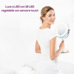 Beurer BS 55 - Specchio Cosmetico Illuminato con Sensore Tattile, Ingrandimento 7X