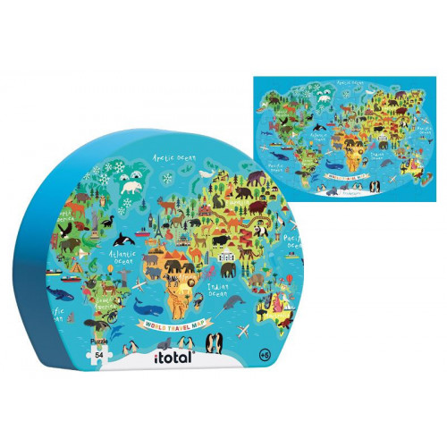 Puzzle anni 5+, 49 pezzi WORLD TRAVEL MAP