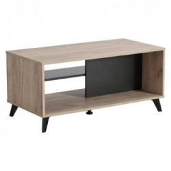 Kit Furniture Vienna, Tavolino Mobile TV, 1 Ripiano, 101x50x47 cm, Rovere e Nero