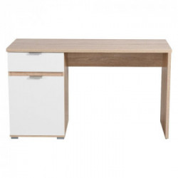 Kit Furniture Alicante Scrivania, 1 Cassetto, 1 Anta Battente, 1 Ripiano, 130x50x75,5 cm, Colore Sonoma e Bianco Opaco