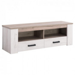 Kit Furniture Denmark Mobile per TV, 2 Cassetti, 2 Vani Giorno, 151,5x43,5x49,5 cm, Rovere Sbiancato e Rovere