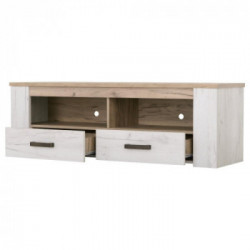 Kit Furniture Denmark Mobile per TV, 2 Cassetti, 2 Vani Giorno, 151,5x43,5x49,5 cm, Rovere Sbiancato e Rovere