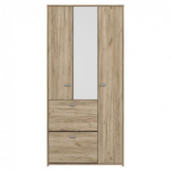 Kit Furniture Casper Armadio, 3 Ante Battenti, 2 Ante Ribalta, 5 Ripiani, 1 Appendiabiti, 1 Scarpiera, 88,5x33,5x185,5 cm,