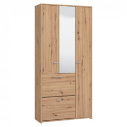 Kit Furniture Casper Armadio, 3 Ante Battenti, 2 Ante Ribalta, 5 Ripiani, 1 Appendiabiti, 2 Scarpiere, 88,5x33,5x185,5 cm,