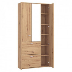 Kit Furniture Casper Armadio, 3 Ante Battenti, 2 Ante Ribalta, 5 Ripiani, 1 Appendiabiti, 2 Scarpiere, 88,5x33,5x185,5 cm,