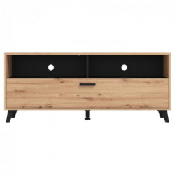 Kit Furniture Vienna Mobile TV, 2 Vani Giorno, 1 Anta Ribalta, 137,5x40x57,5 cm, Rovere Anticato e Nero