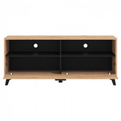 Kit Furniture Vienna Mobile TV, 2 Vani Giorno, 1 Anta Ribalta, 137,5x40x57,5 cm, Rovere Anticato e Nero