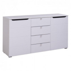 Kit Furniture Zurich Cassettiera, 2 Ante Battenti, 4 Cassetti, 150x41,5x80,5 cm, Bianco Opaco