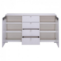 Kit Furniture Zurich Cassettiera, 2 Ante Battenti, 4 Cassetti, 150x41,5x80,5 cm, Bianco Opaco
