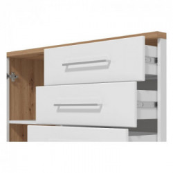 Kit Furniture Stockholm Cassettiera, 1 Ante Battente, 4 Cassetti, 1 Ripiano, 108x40x87 cm, Rovere Anticato e Bianco Lucido
