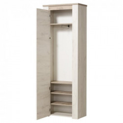 Kit Furniture Denmark Armadio 1 Anta Battente, 4 Ripiani, 1 Appendiabiti, 68,5x36,5x195 cm, Rovere Sbiancato e Rovere