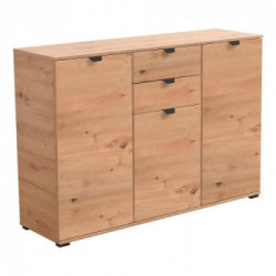 Kit Furniture Swiss Cassettiera, 3 Ante Battenti, 2 Cassetti, 5 Ripiani, 135x40x95cm, Rovere Anticato
