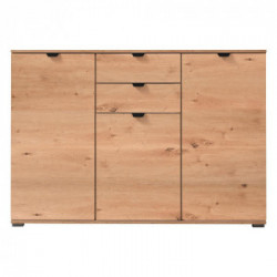 Kit Furniture Swiss Cassettiera, 3 Ante Battenti, 2 Cassetti, 5 Ripiani, 135x40x95cm, Rovere Anticato