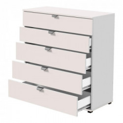 Kit Furniture Swiss Cassettiera, 5 Cassetti, 90x40x95 cm, Bianco Opaco