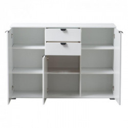 Kit Furniture Swiss Cassettiera, 2 Ante Battenti, 4 Cassetti, 5 Ripiani, 135x40x95 cm, Bianco Opaco e Lucido